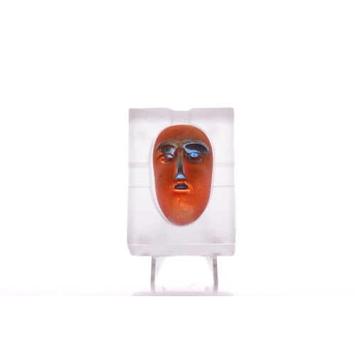 43 - Bertil Vallien (1938-) for Kosta Boda, a rare sculptural weight comprising an abstract orange head e... 