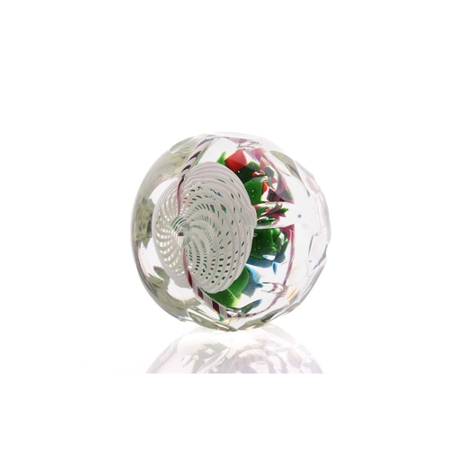 60 - John Deacons; an impressive faceted paperweight having large floral basket design internally, having... 