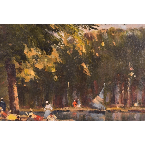 1208 - † John Harwood (1904 - 1980), Park Promenade, signed, oil on canvas, 30 x 45 cm, framed, frame 41 x ... 