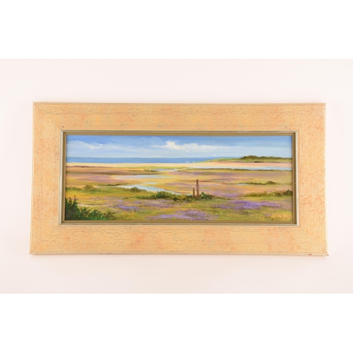 1215 - Shirley Carnt (contemporary) British, 'Sea lavender Thornham', oil on panel, artist signature in the... 