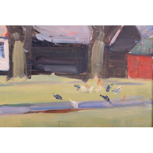 1218 - † Nina Hill (1877 - 1970), Ducks on Shamley Green, signed, oil on canvas, 51 x 76 cm, framed, frame ... 