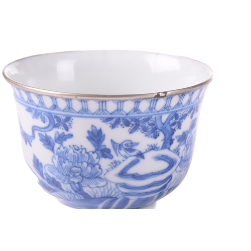 1240 - A Chinese blue and white export porcelain dish (entre base?) of almost square form with re-entrant c... 