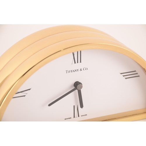 1244 - Tiffany & Co; two desk clocks both signed to dial, having quartz movements. Good condition, the work... 