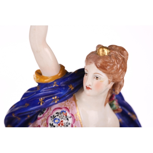 1266 - An 18th-century Derby porcelain figure of a triumphant Diana the huntress accompanied by an attentiv... 