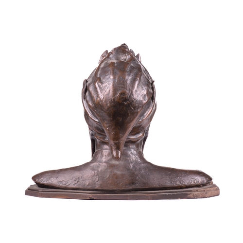 1248 - A 19th-century electrotype bronzed copper bust of Dante Alighieri, on a shaped base. 44 cm overall w... 