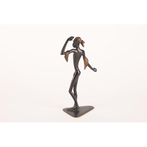 1250 - An Austrian bronze of an African figure with spear, signed to base, 20cm. Good condition.