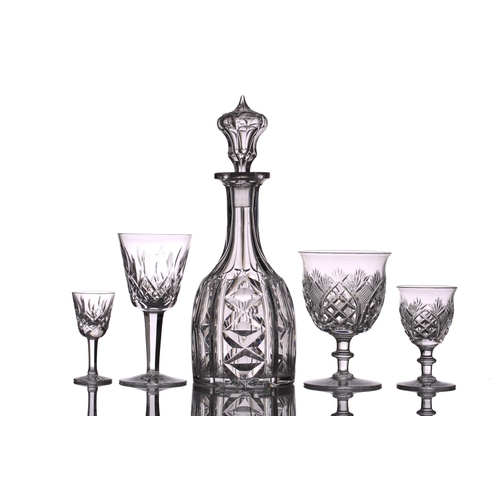 1298 - A set of five Lismore design white wine drinking glasses, two with etched Waterford mark, 15 cm high... 