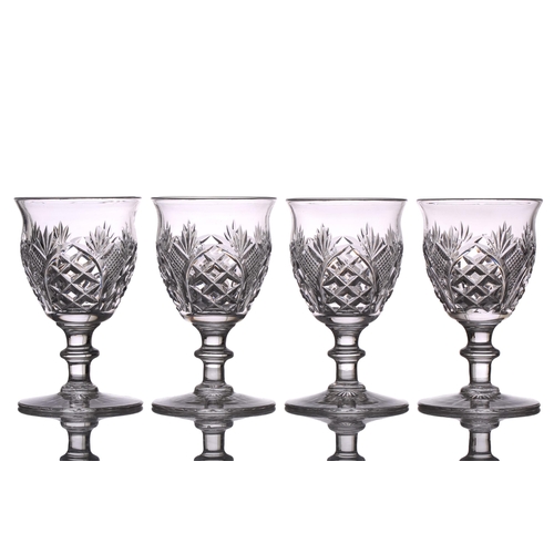 1298 - A set of five Lismore design white wine drinking glasses, two with etched Waterford mark, 15 cm high... 