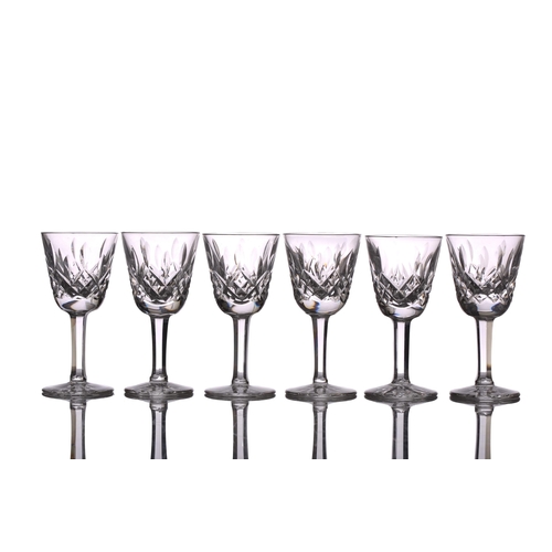 1298 - A set of five Lismore design white wine drinking glasses, two with etched Waterford mark, 15 cm high... 