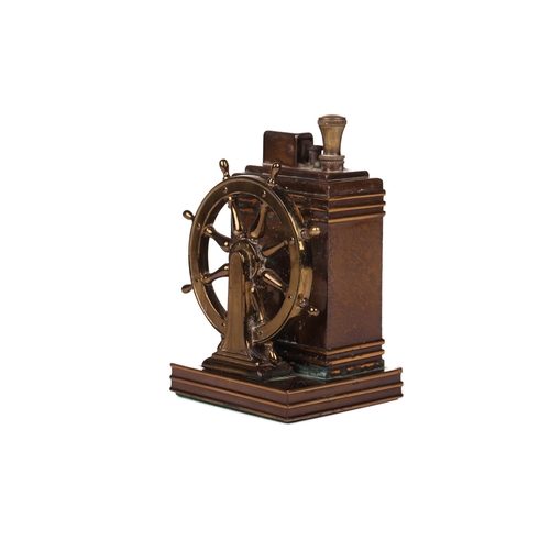 1303 - A Ronson Art Deco 'Touch Tip' nautical-themed table lighter, modelled as ship's wheel, USA patent No... 