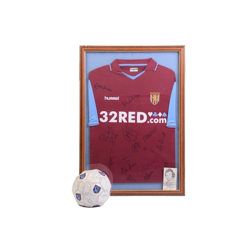 1310 - A collection of football memorabilia, comprising a Sir Geoff Hurst signed replica England football s... 