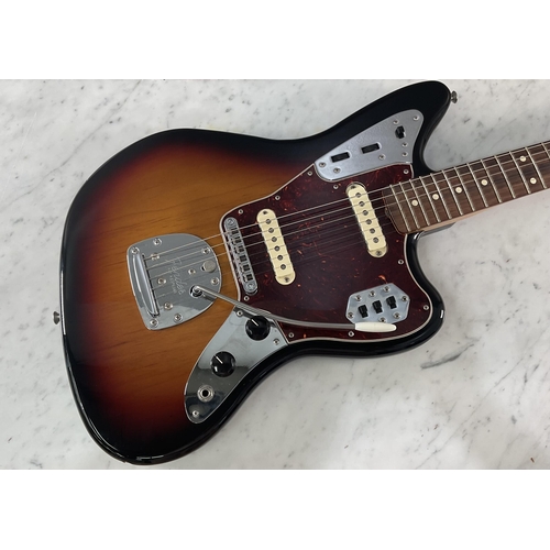 1317 - A Fender Jaguar electric guitar serial number MX15577113, being Mexican made and having three tone s... 