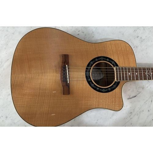 1320 - A Fender T-Bucket 400CE electric- acoustic guitar serial number CSJ11002195 having natural finish fl... 