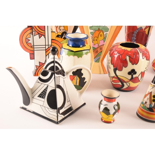 100 - After Clarice Cliff; a collection of ceramic items of various makers such as Old Tuptonware, Vicary ... 