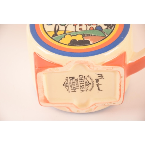 103 - After Clarice Cliff; a collection of ceramics stamped Chelsea Works Burslem comprising two teapots, ... 