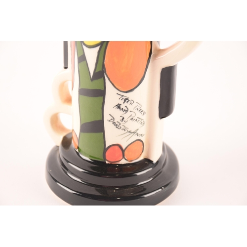 108 - After Clarice Cliff; a collection of ceramics stamped Crown Devon, comprising a larger salt shaker a... 