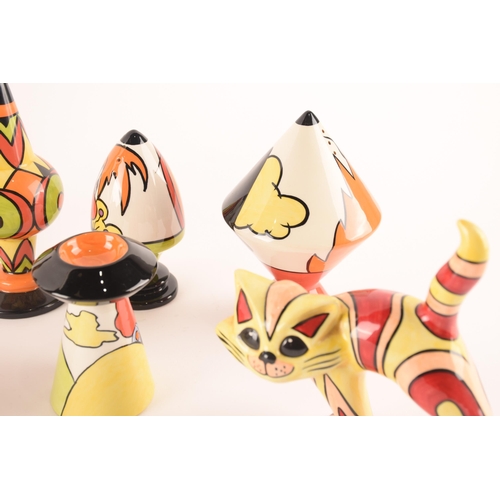 112 - After Clarice Cliff; a collection of ceramics by Lorna Bailey comprising various tableware such as s... 