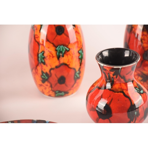 123 - Anita Harris; a collection of ceramics comprising six vases of different sizes and shapes and a furt... 