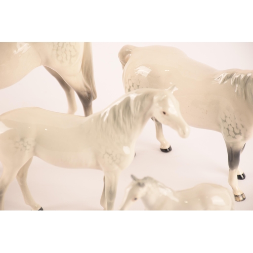 128 - A collection of Beswick horses, each being white and having Beswick stamp to undersides, the largest... 