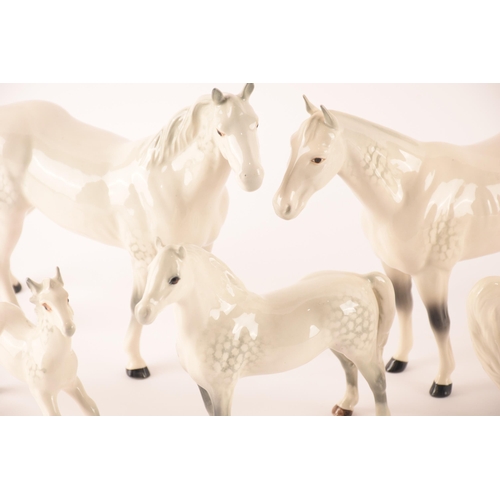 128 - A collection of Beswick horses, each being white and having Beswick stamp to undersides, the largest... 