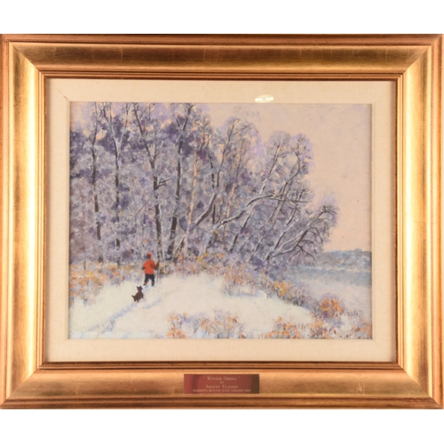 16 - Arseny Vlasov (b.1914), Winter Stroll, signed A Vlasov, watercolour and gouche, 39cm x 50cm, glazed ... 