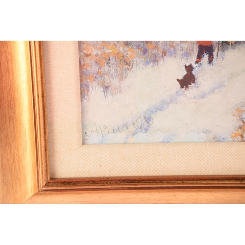 16 - Arseny Vlasov (b.1914), Winter Stroll, signed A Vlasov, watercolour and gouche, 39cm x 50cm, glazed ... 