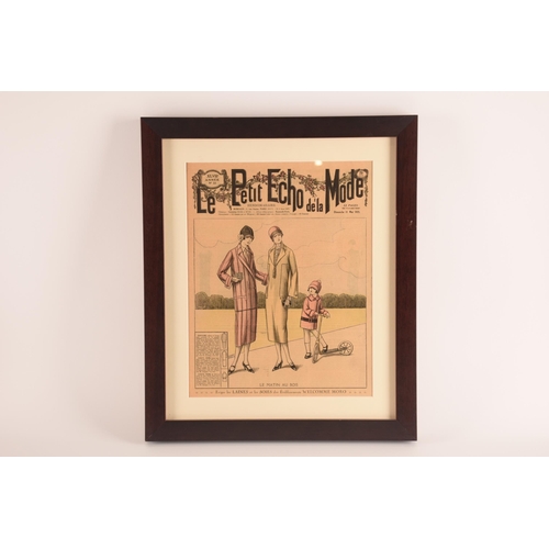 17 - Le Petit Echo De La Mode, a collection of four framed and glazed Parisian art deco magazines togethe... 