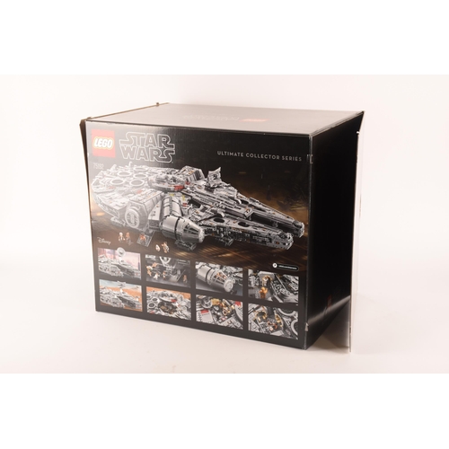 144 - A very large and impressive pre built Lego Starwars Millennium Falcon, together with custom display ... 