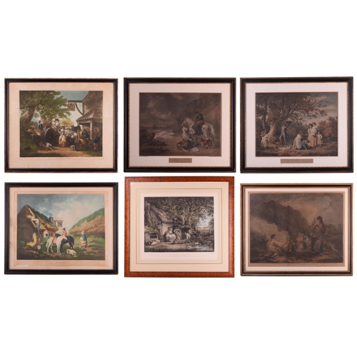 22 - After George Morland (1763-1804), six coloured engravings, comprising: 'The Fern Gatherers', mezzoti... 