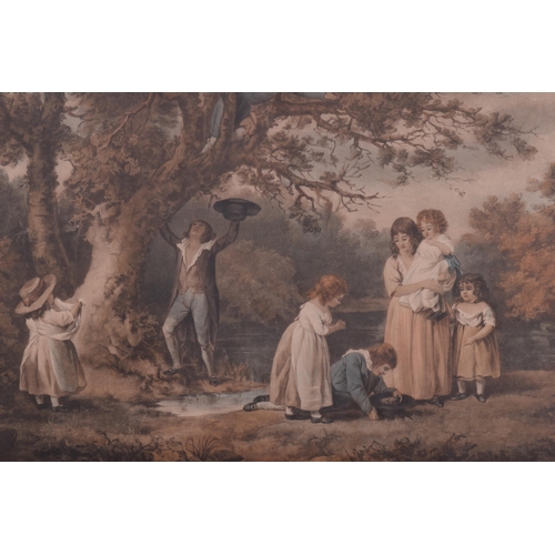 22 - After George Morland (1763-1804), six coloured engravings, comprising: 'The Fern Gatherers', mezzoti... 