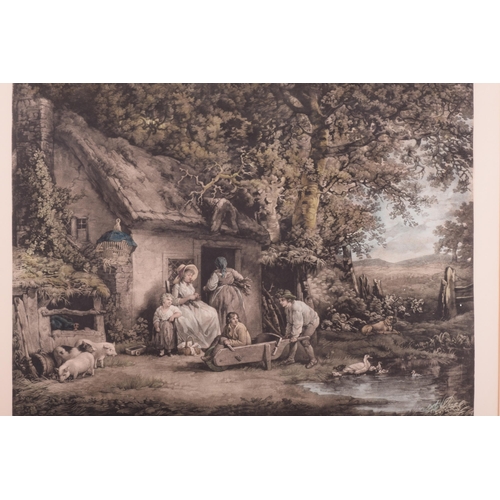 22 - After George Morland (1763-1804), six coloured engravings, comprising: 'The Fern Gatherers', mezzoti... 