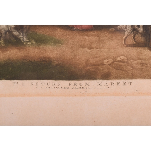 22 - After George Morland (1763-1804), six coloured engravings, comprising: 'The Fern Gatherers', mezzoti... 