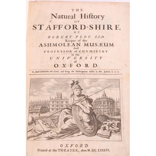 23 - Plot, Robert: THE NATURAL HISTORY OF STAFFORDSHIRE 1686, OXFORD: PRINTED AT THE THEATRE OXFORD, part... 