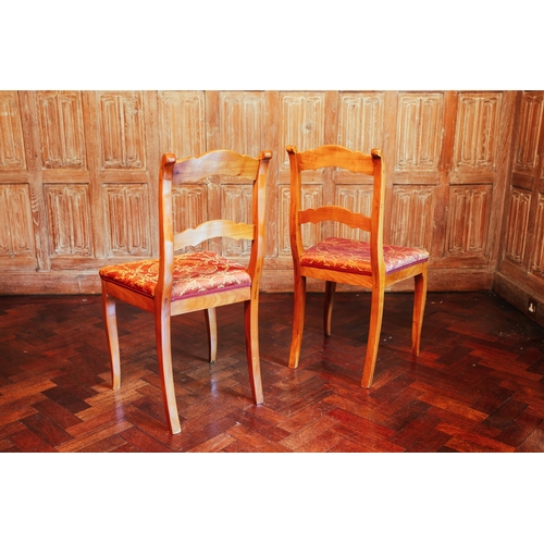 47 - A French fruitwood single carver chair, 104 cm high x 53 cm wide, together with six conforming dinin... 