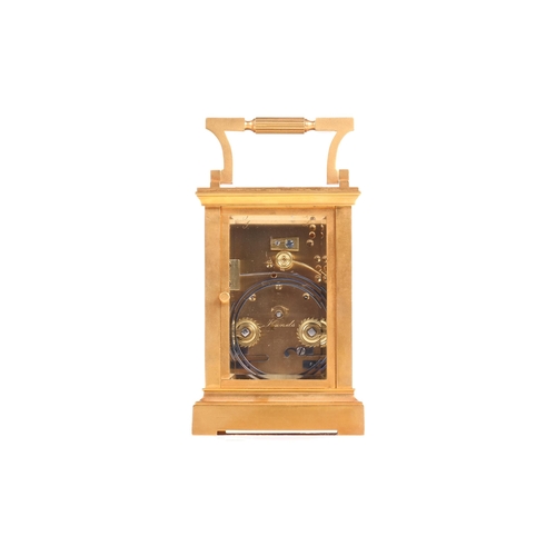 50 - Dixon, Paris & Norwich, a gilt brass carriage clock, with repeater mechanism, the corniche case with... 