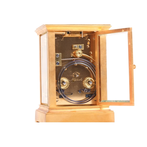 50 - Dixon, Paris & Norwich, a gilt brass carriage clock, with repeater mechanism, the corniche case with... 