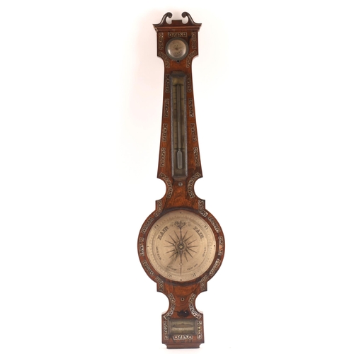 51 - A 19th-century rosewood and mother-of-pearl inlaid mercury barometer, by Thomas Gowland, London, 98 ... 