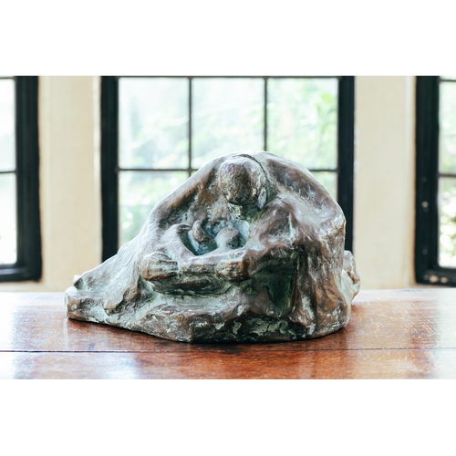 52 - Contemporary School, 'Embracing Family', bronze, unsigned, 22cm high x 37cm wide, together with a mo... 