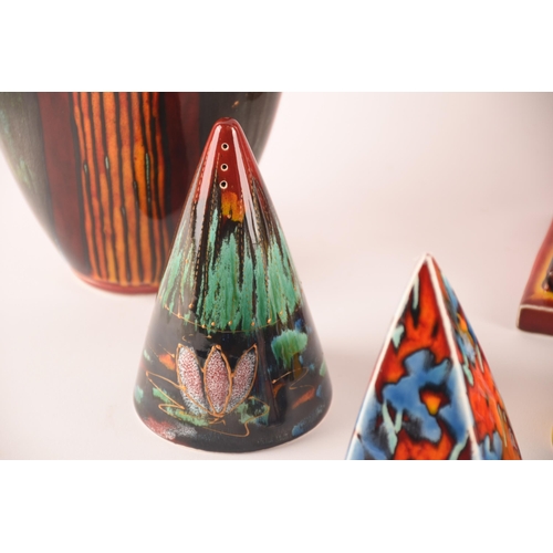 95 - Anita Harris; a collection of contemporary ceramics comprising two graduated vases of similar patter... 