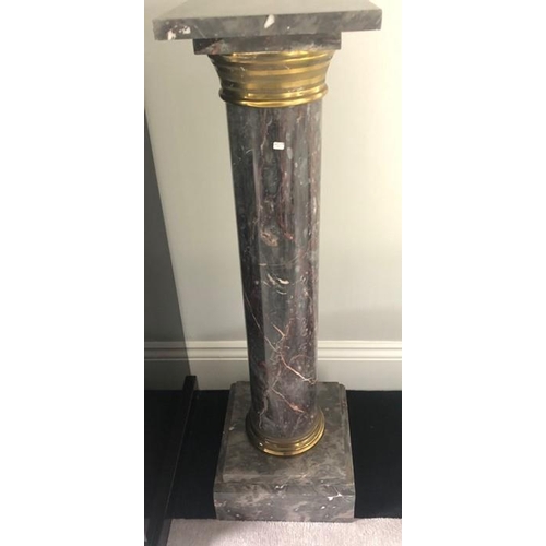 1053 - Marble and gilt metal pedestal, 96cms h, top 25cms square.