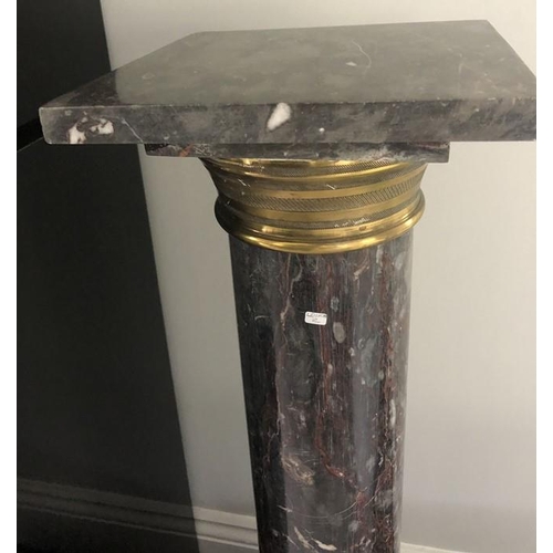 1053 - Marble and gilt metal pedestal, 96cms h, top 25cms square.