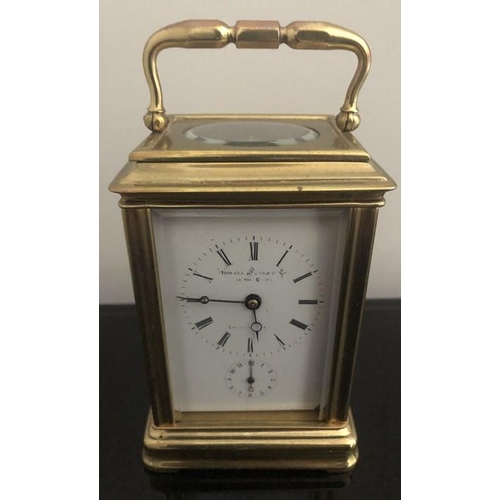 1056 - Howell James and Co good quality carriage clock, winds and goes.