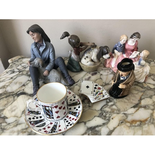 109 - Miscellaneous ceramics to include Lladro, Royal Doulton HN2059 The Bedtime Story, Limoges playing ca... 