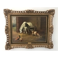 Edgar Hunt 1876-1953. Oil on canvas stable scene, horse, donkey, goat and chickens signed E. Hunt 19... 