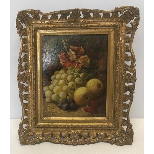 1246 - George Clare 1860-1900, oil on canvas, Still Life Fruit, signed L.R.. 23 h x 18cms w in a decorative... 