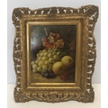 George Clare 1860-1900, oil on canvas, Still Life Fruit, signed L.R.. 23 h x 18cms w in a decorative... 