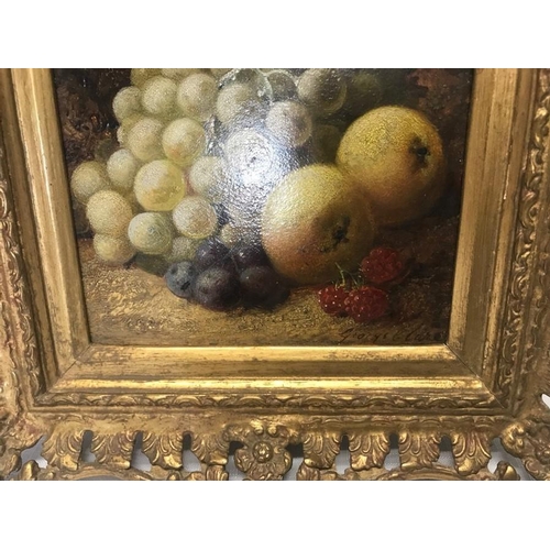 1246 - George Clare 1860-1900, oil on canvas, Still Life Fruit, signed L.R.. 23 h x 18cms w in a decorative... 