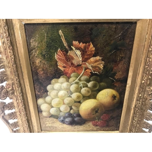 1246 - George Clare 1860-1900, oil on canvas, Still Life Fruit, signed L.R.. 23 h x 18cms w in a decorative... 