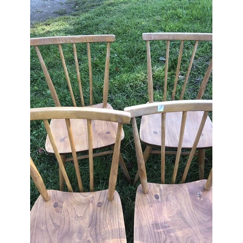 1363 - Set of nine Ercol stick back dining chairs, 45 h to seat, 79 h to back, 39cms w.