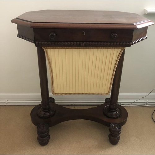 1372 - A 19thC mahogany work table. 65 w x 43 d x 75cms h.